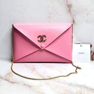 Il bisonte titania pink envelope shoulder bag made in Italy new auth cha…